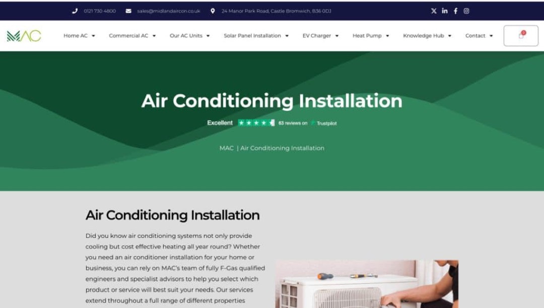 Midland Air Conditioning website designed by Rank Craft